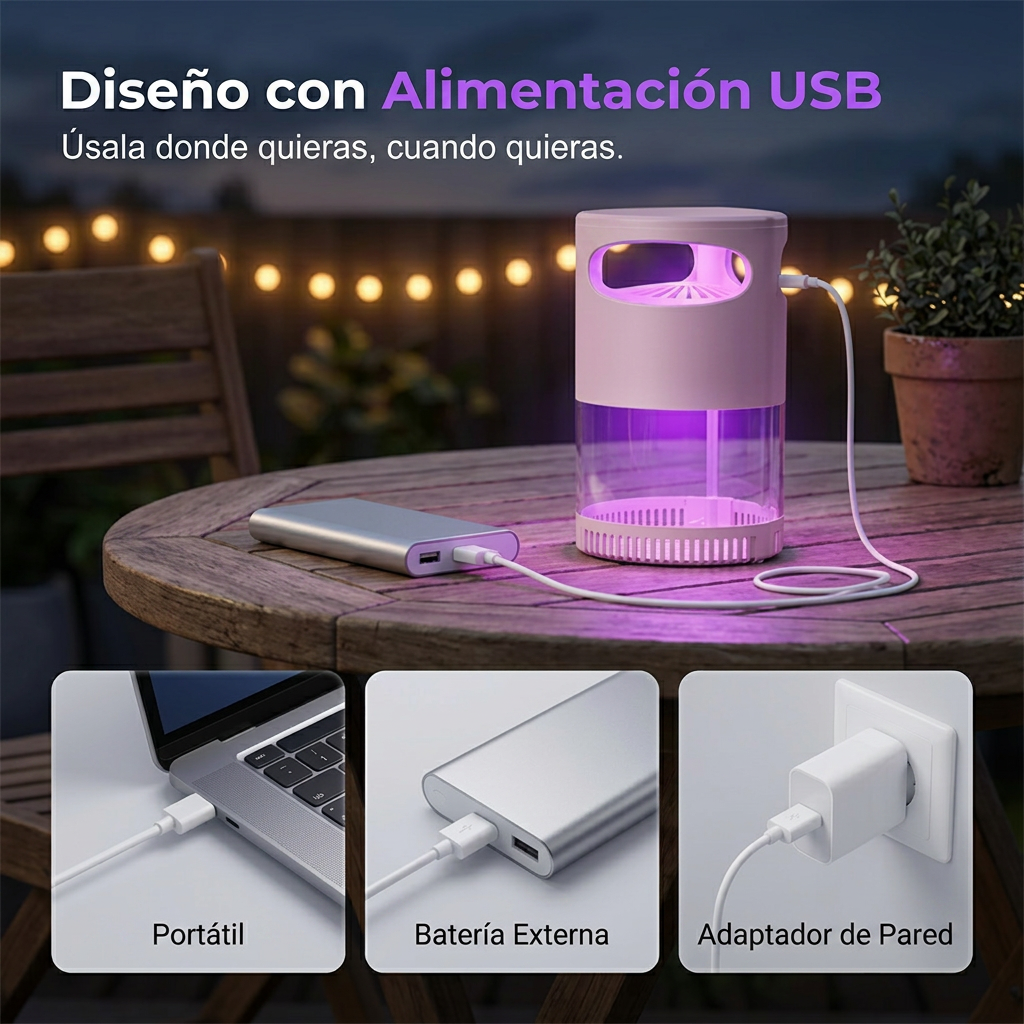 Ubilio TrapLux conectada por USB sobre una mesa de trabajo